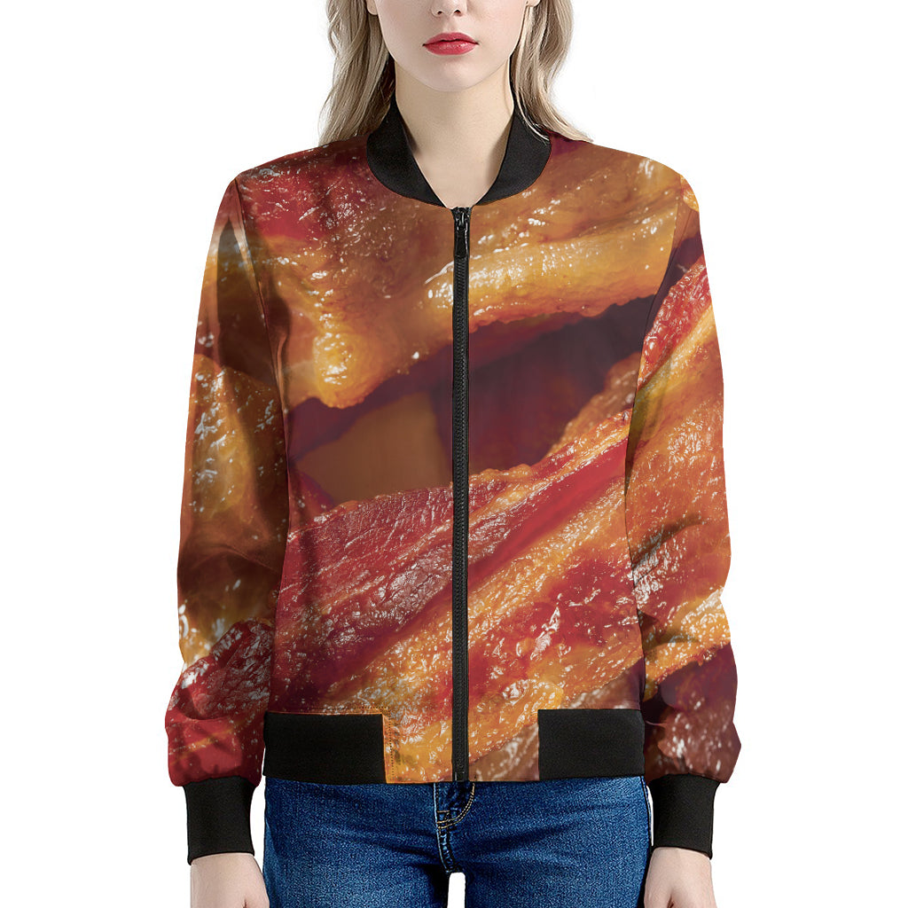 Crispy Bacon Print Women's Bomber Jacket