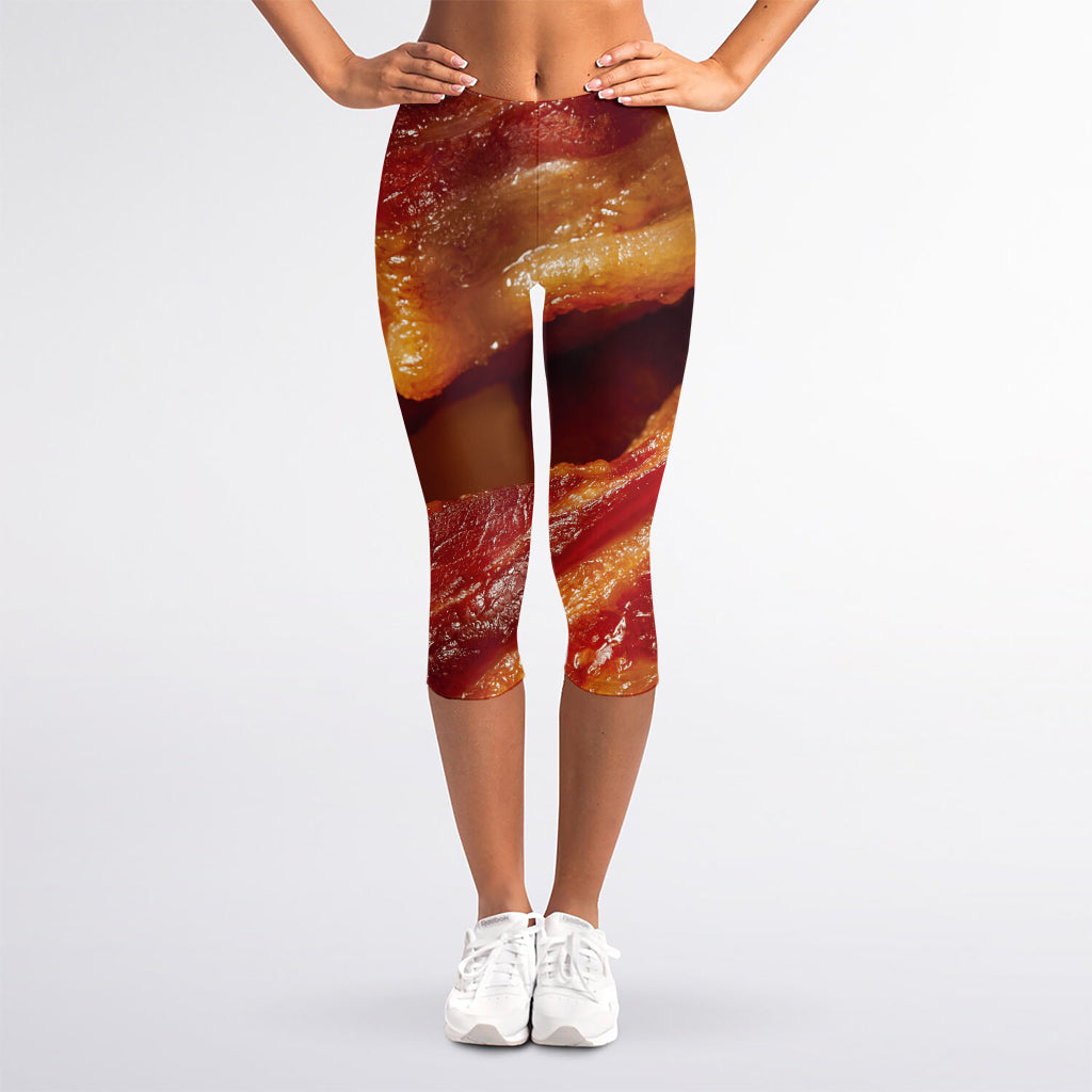 Crispy Bacon Print Women's Capri Leggings