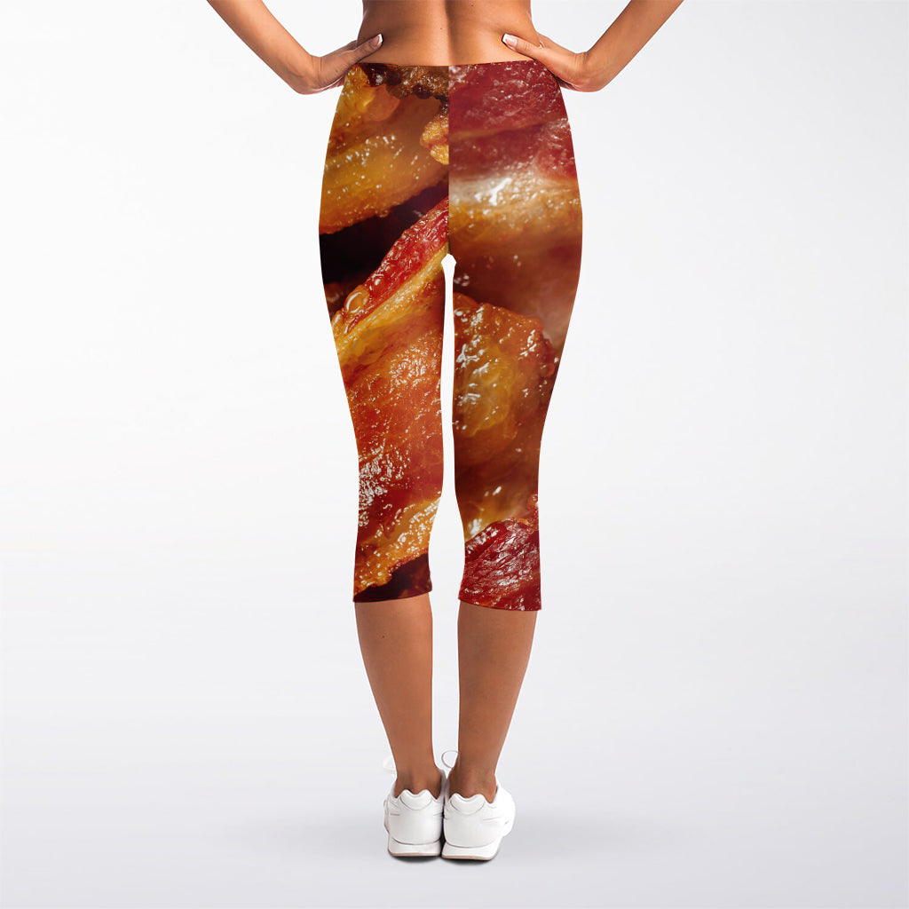 Crispy Bacon Print Women's Capri Leggings