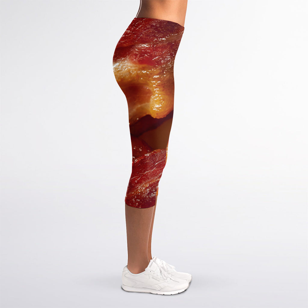 Crispy Bacon Print Women's Capri Leggings