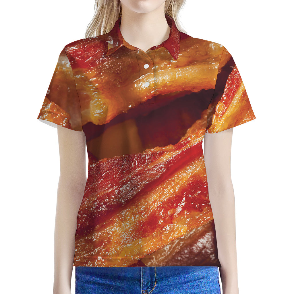 Crispy Bacon Print Women's Polo Shirt