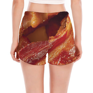 Crispy Bacon Print Women's Split Running Shorts