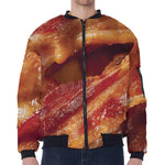 Crispy Bacon Print Zip Sleeve Bomber Jacket