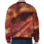 Crispy Bacon Print Zip Sleeve Bomber Jacket