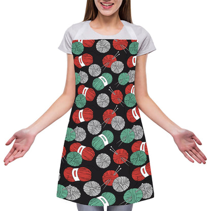 Crochet Yarn Pattern Print Adjustable Apron