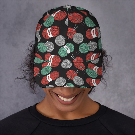 Crochet Yarn Pattern Print Baseball Cap