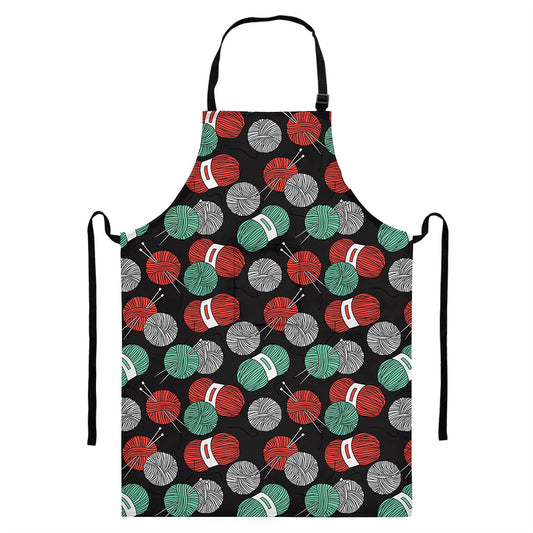 Crochet Yarn Pattern Print Bib Apron With Pocket