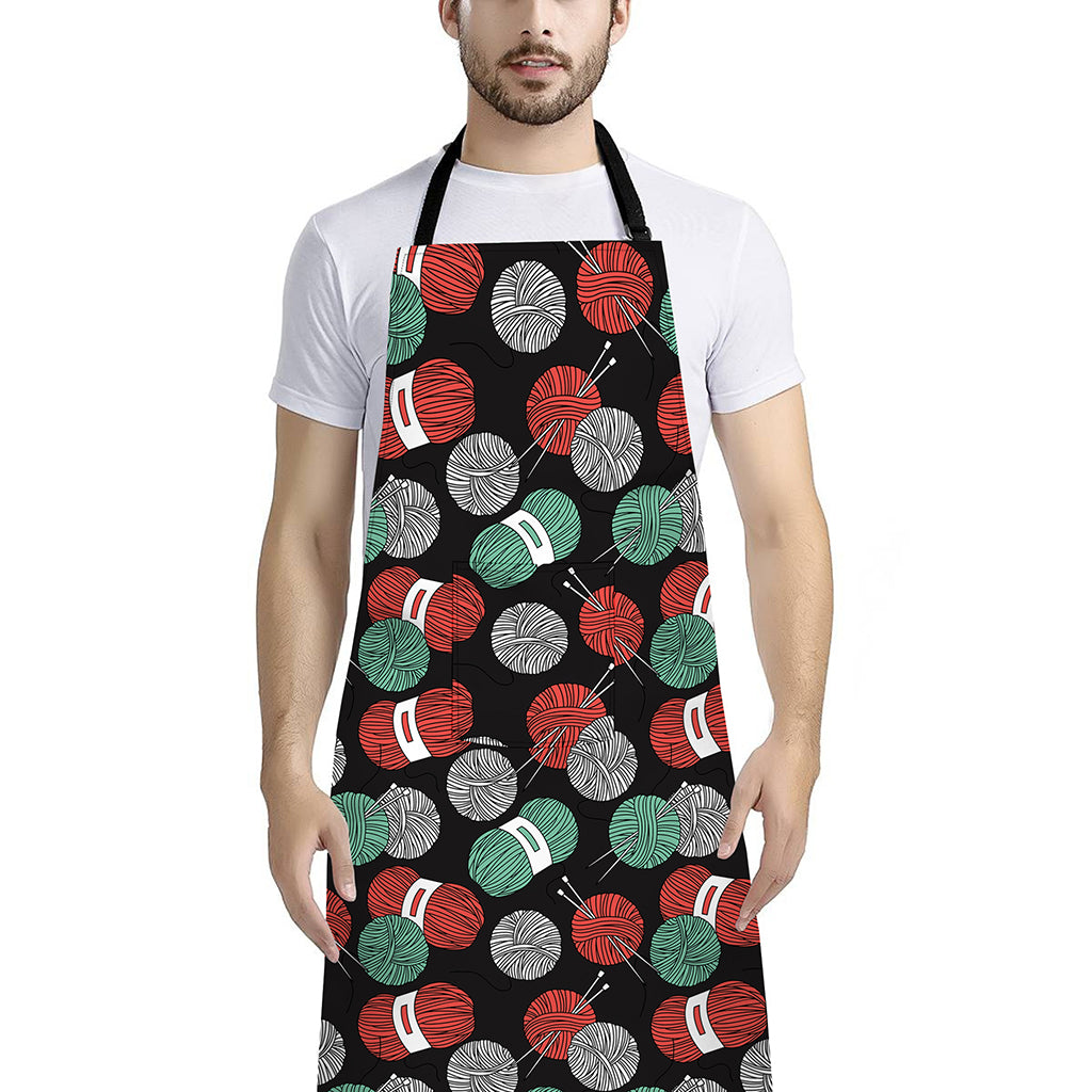 Crochet Yarn Pattern Print Bib Apron With Pocket