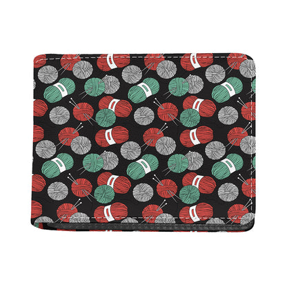 Crochet Yarn Pattern Print Bifold Wallet