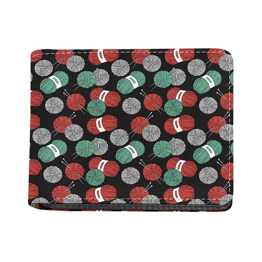 Crochet Yarn Pattern Print Bifold Wallet