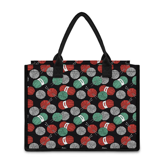 Crochet Yarn Pattern Print Canvas Tote Bag