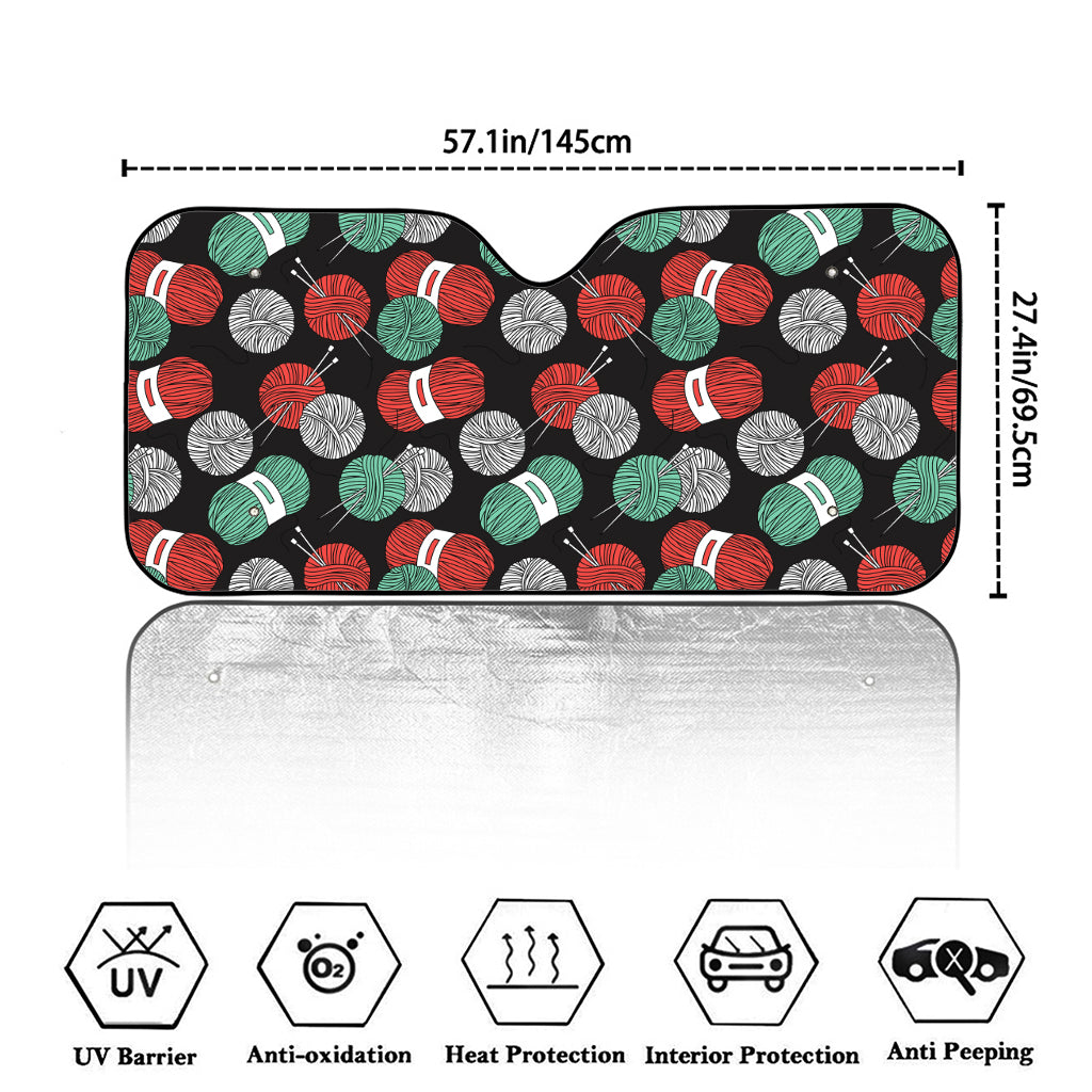 Crochet Yarn Pattern Print Car Windshield Sun Shade