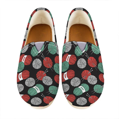Crochet Yarn Pattern Print Casual Shoes