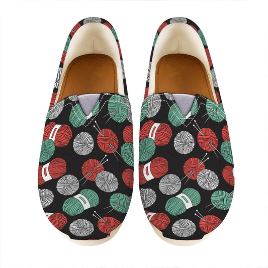 Crochet Yarn Pattern Print Casual Shoes