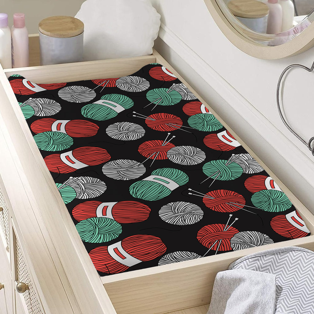 Crochet Yarn Pattern Print Changing Pad Cover