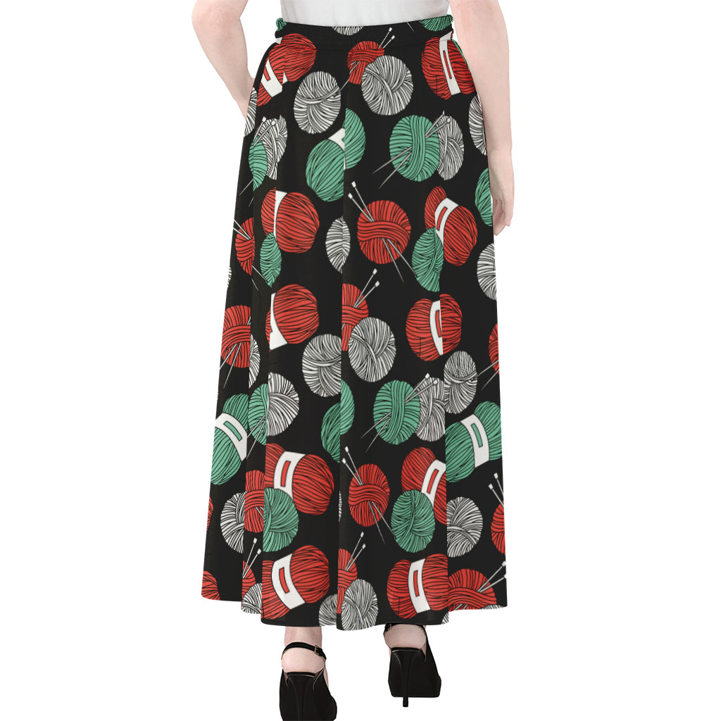 Crochet Yarn Pattern Print Chiffon Maxi Skirt