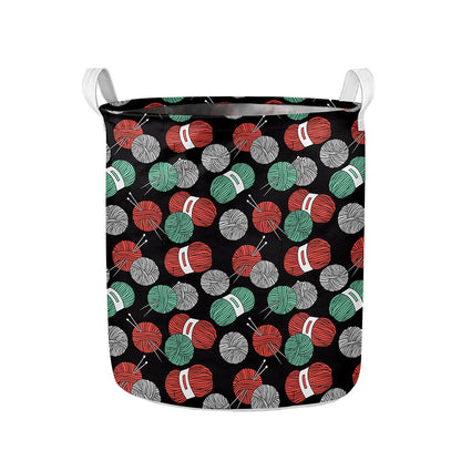 Crochet Yarn Pattern Print Collapsible Laundry Basket