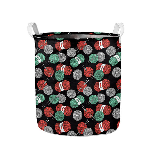 Crochet Yarn Pattern Print Collapsible Laundry Basket