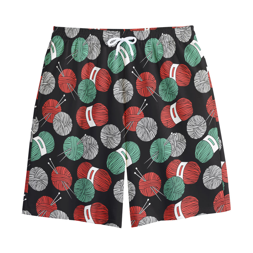 Crochet Yarn Pattern Print Cotton Shorts
