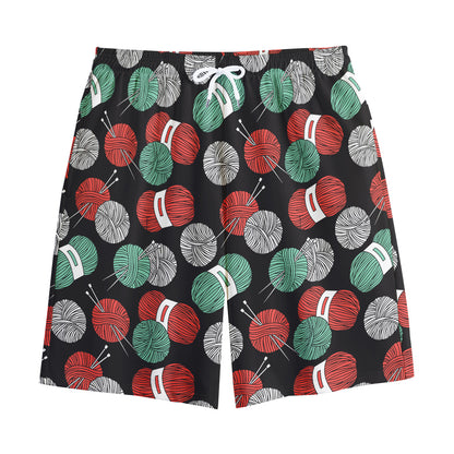 Crochet Yarn Pattern Print Cotton Shorts