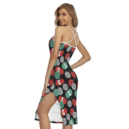 Crochet Yarn Pattern Print Cross Back Cami Dress