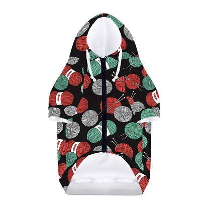 Crochet Yarn Pattern Print Dog Zip Up Hoodie