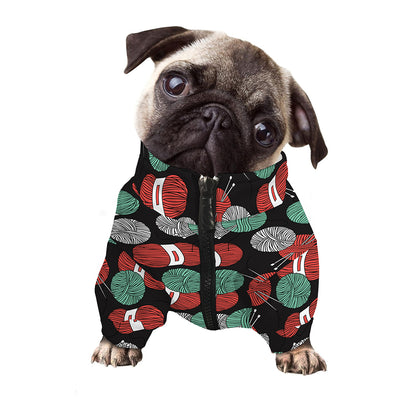 Crochet Yarn Pattern Print Dog Zip Up Jacket
