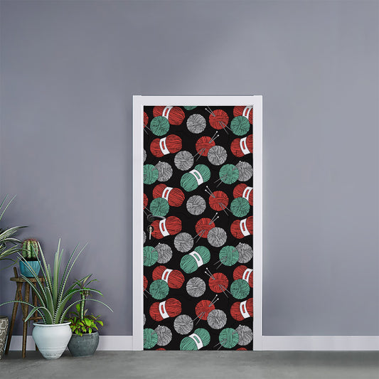 Crochet Yarn Pattern Print Door Sticker
