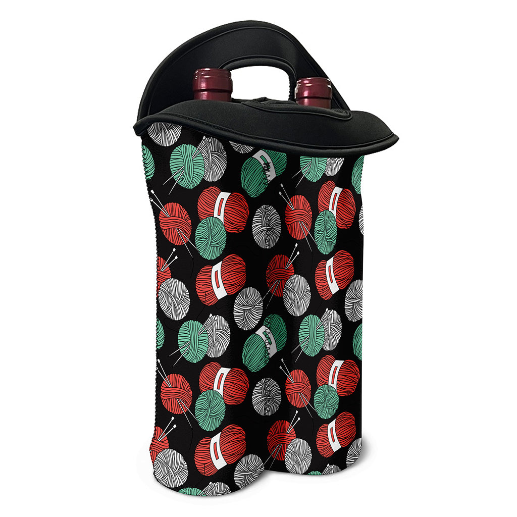 Crochet Yarn Pattern Print Double Neoprene Wine Tote