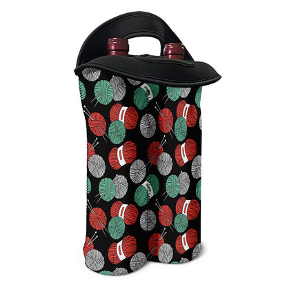 Crochet Yarn Pattern Print Double Neoprene Wine Tote