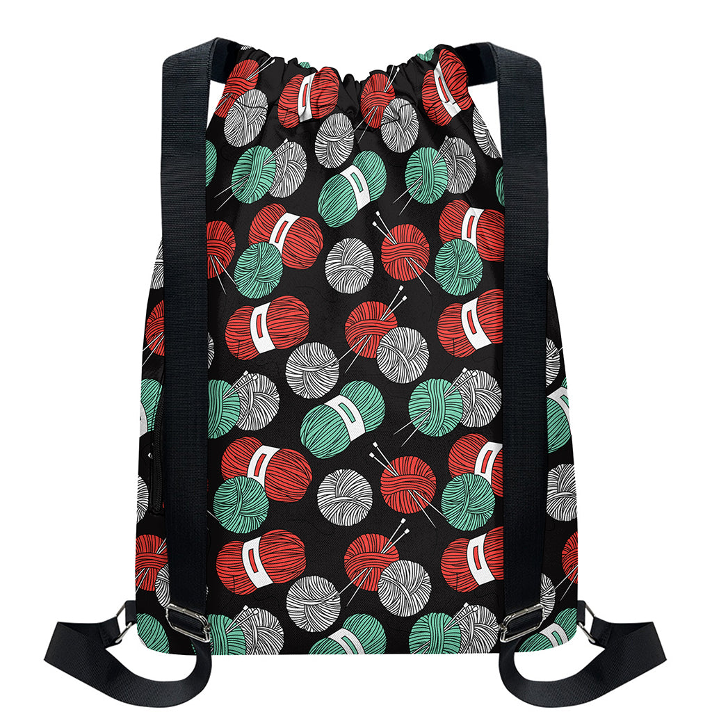 Crochet Yarn Pattern Print Drawstring Backpack