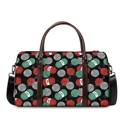 Crochet Yarn Pattern Print Duffle Bag