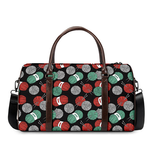 Crochet Yarn Pattern Print Duffle Bag
