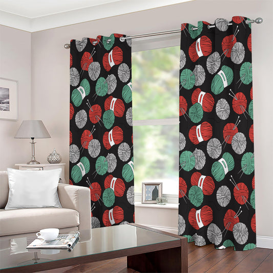 Crochet Yarn Pattern Print Extra Wide Grommet Curtains