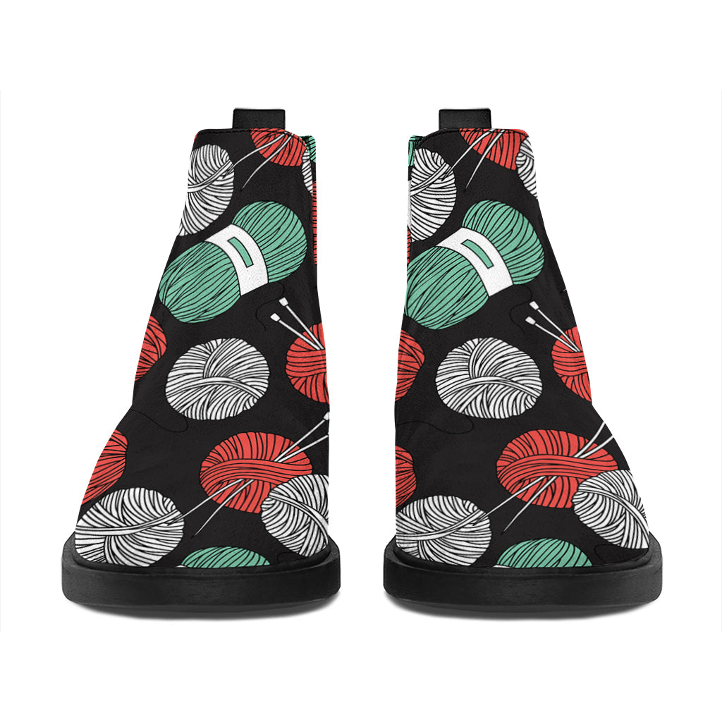 Crochet Yarn Pattern Print Flat Ankle Boots