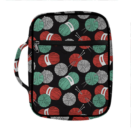 Crochet Yarn Pattern Print Front Pocket Bible Bag