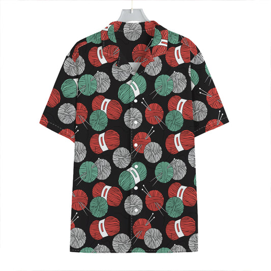 Crochet Yarn Pattern Print Hawaiian Shirt