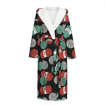 Crochet Yarn Pattern Print Hooded Bathrobe