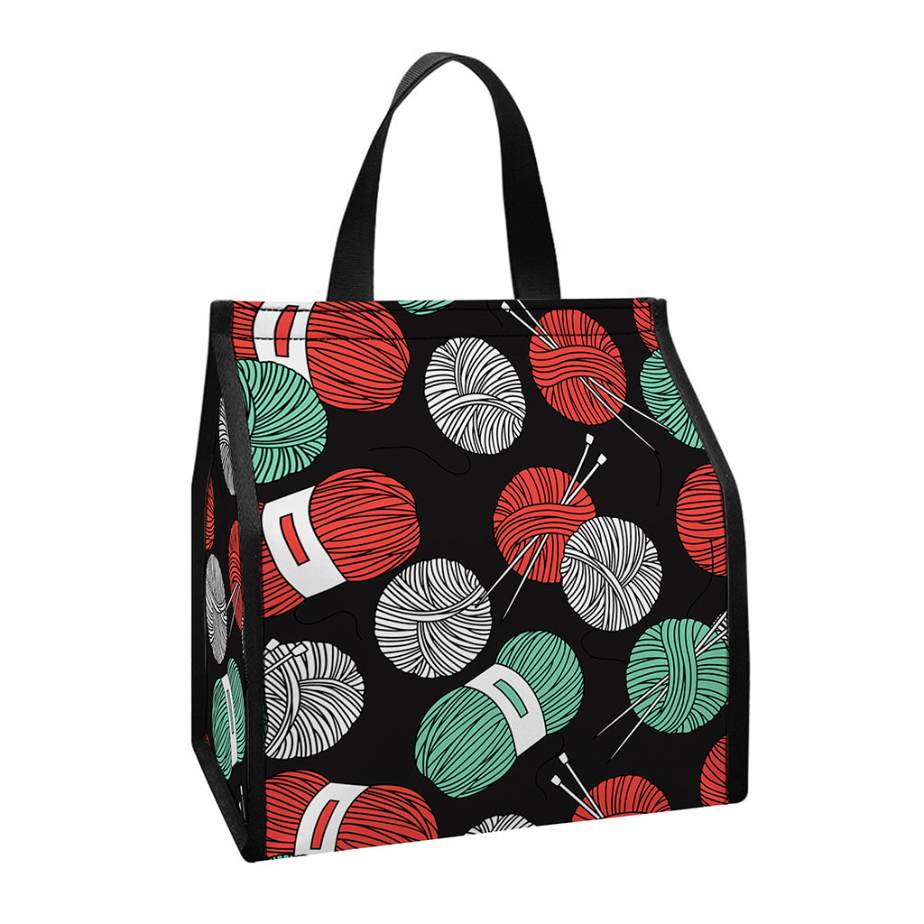 Crochet Yarn Pattern Print Insulated Lunch Tote