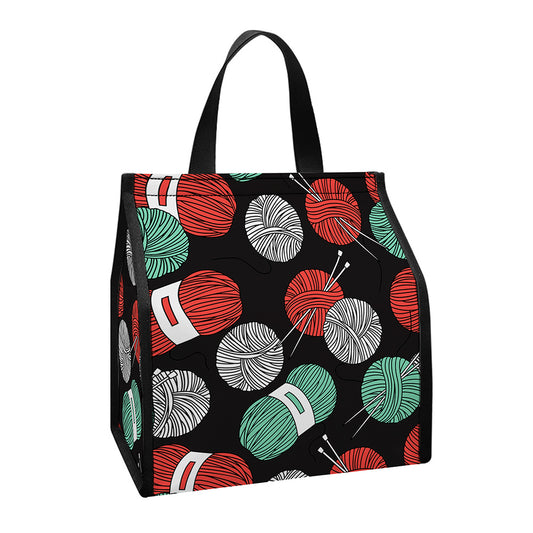 Crochet Yarn Pattern Print Insulated Lunch Tote