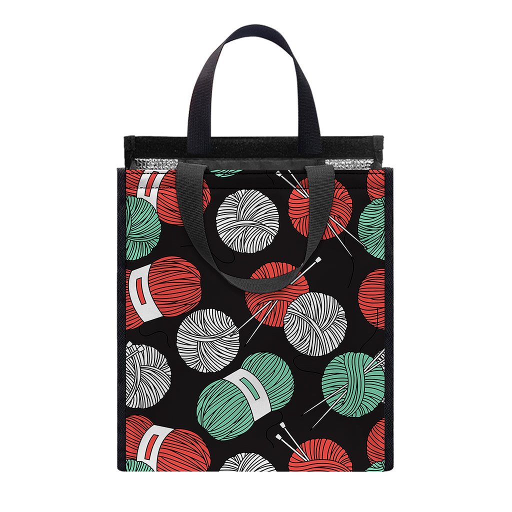 Crochet Yarn Pattern Print Insulated Lunch Tote