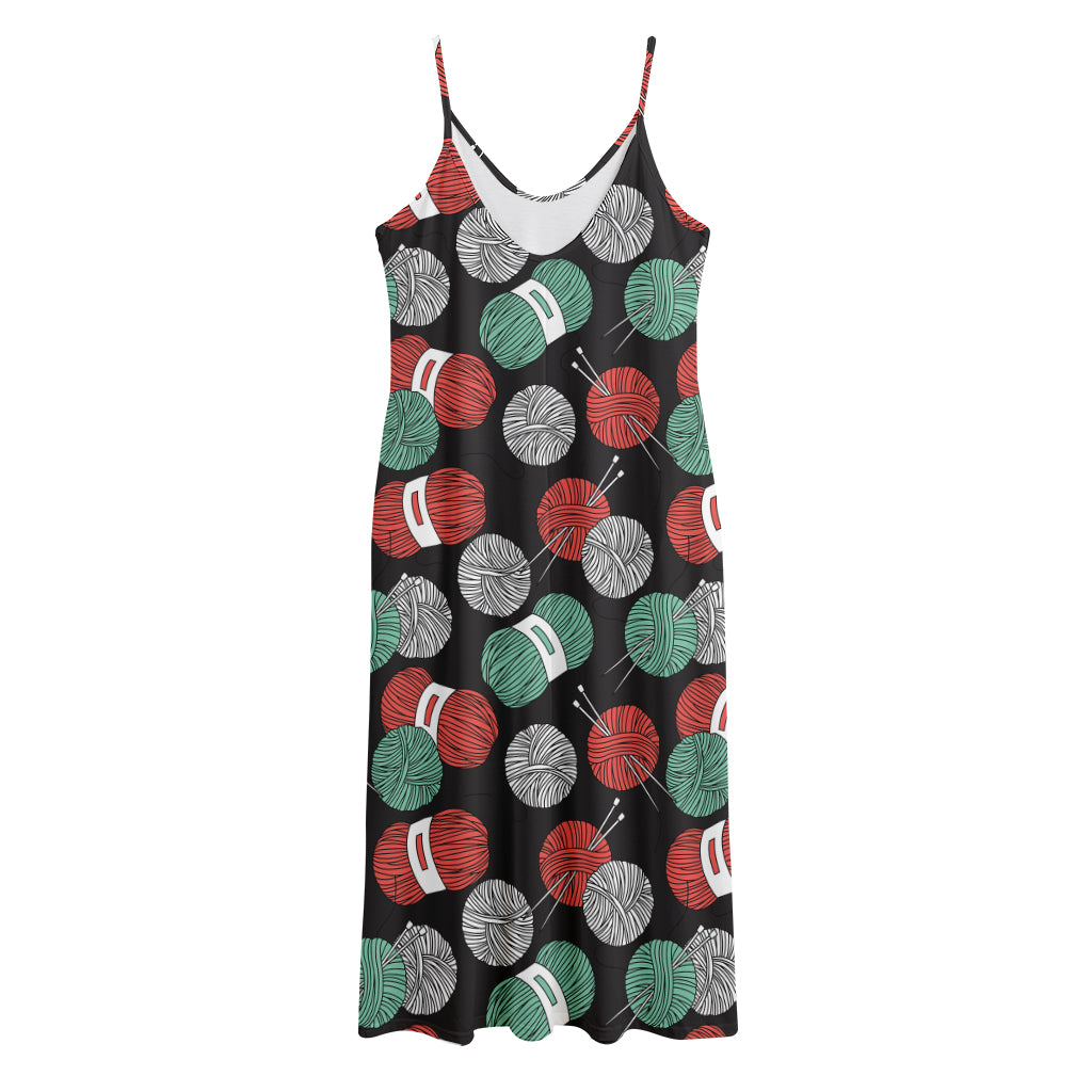 Crochet Yarn Pattern Print Jersey Midi Cami Dress