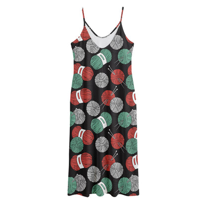 Crochet Yarn Pattern Print Jersey Midi Cami Dress