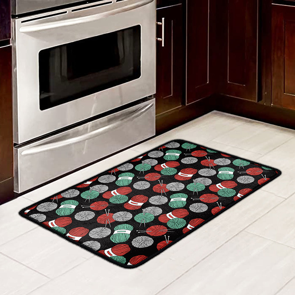 Crochet Yarn Pattern Print Kitchen Mat