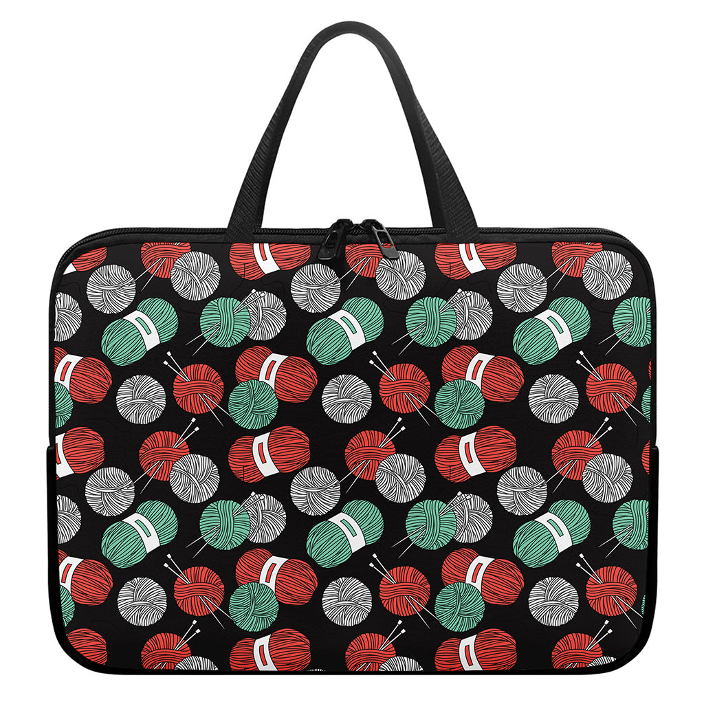 Crochet Yarn Pattern Print Laptop Sleeve With Handle