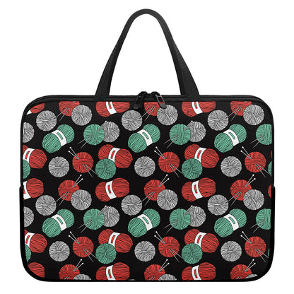 Crochet Yarn Pattern Print Laptop Sleeve With Handle
