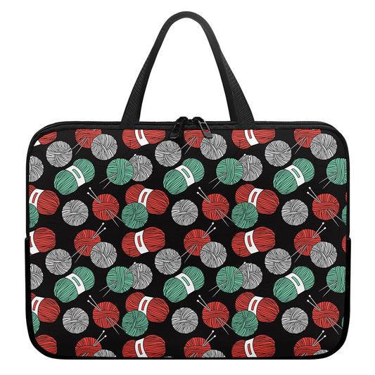Crochet Yarn Pattern Print Laptop Sleeve With Handle
