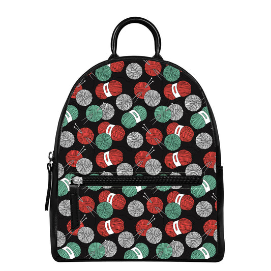 Crochet Yarn Pattern Print Leather Backpack