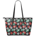 Crochet Yarn Pattern Print Leather Tote Bag With Zipper