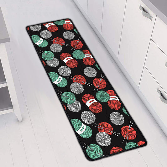 Crochet Yarn Pattern Print Long Kitchen Mat